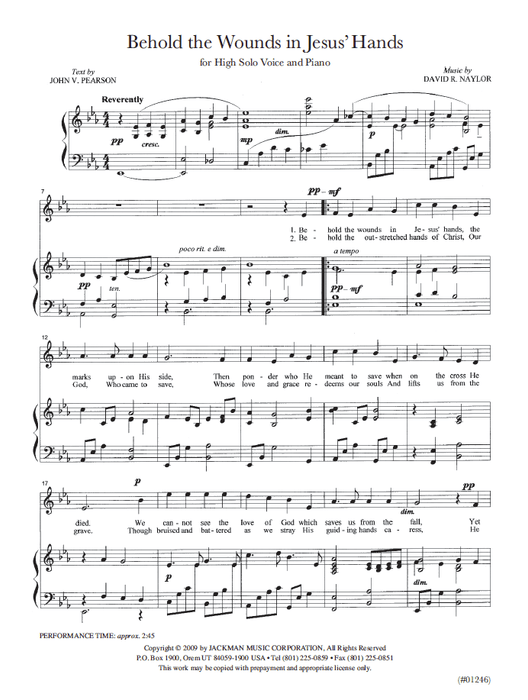 Behold the Wounds in Jesus' Hands - Vocal Solo - High