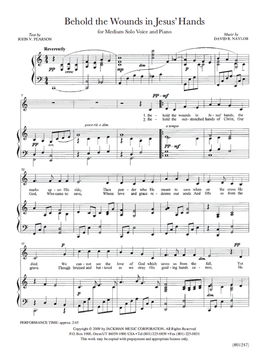 Behold the Wounds in Jesus' Hands - Vocal Solo - Medium