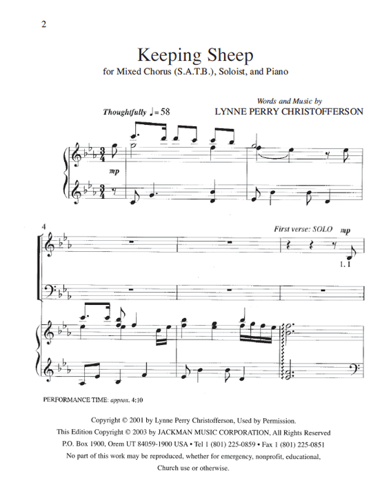 Keeping Sheep - SATB and Soloist