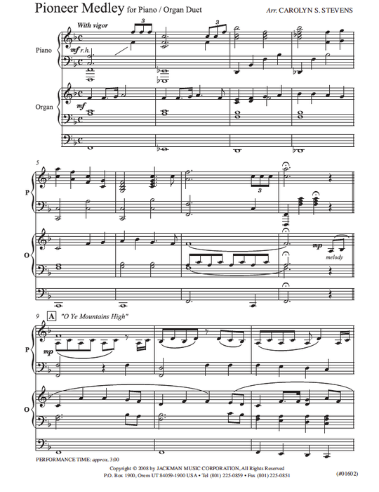 Pioneer Medley - Piano/Organ Duet