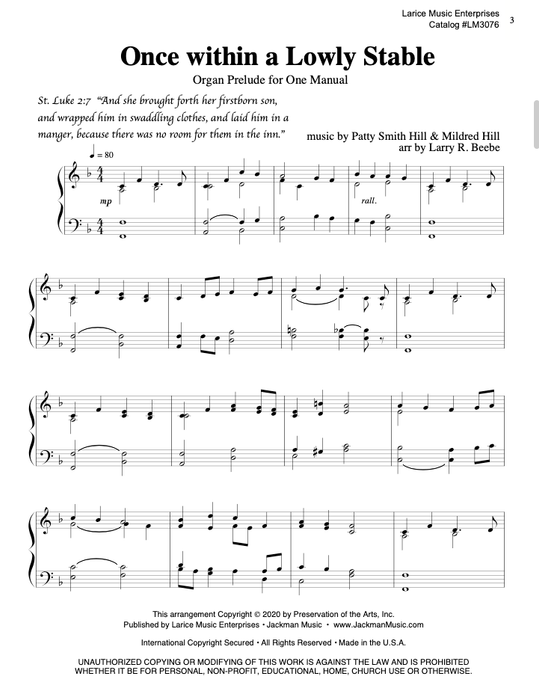 Hymns of Reverence - Volume 2 - Single Manual - Christmas