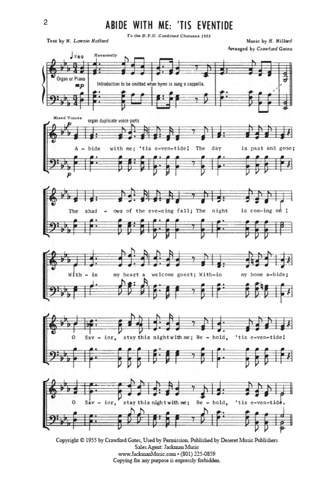 Abide with Me Tis Eventide - SSAATTBB - Gates