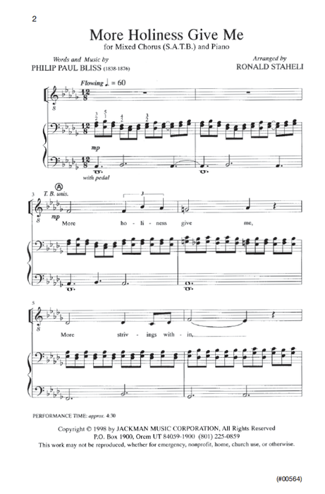 More Holiness Give Me - SATB