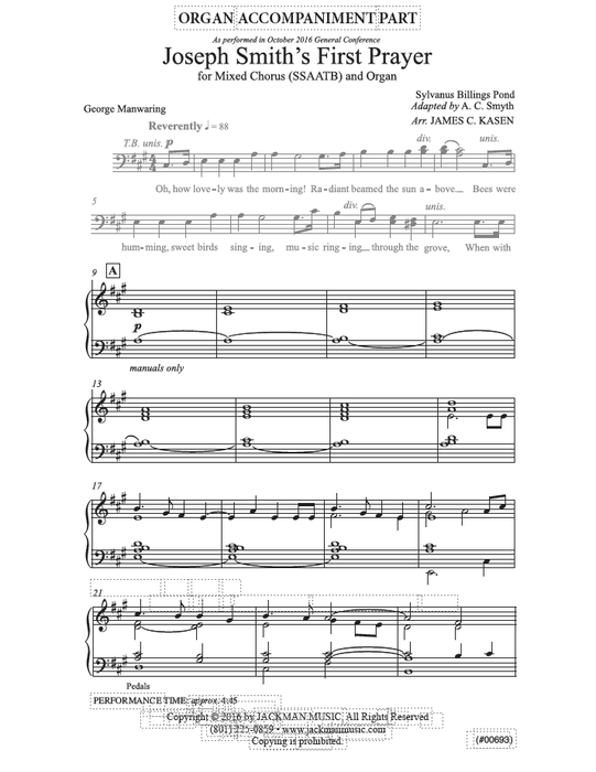 Joseph Smith's First Prayer - SSAATB - Kasen