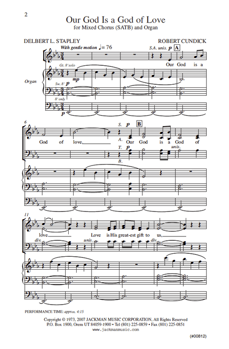 Our God Is a God of Love - SATB