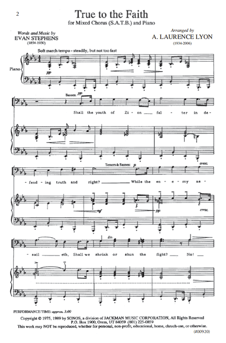 True to the Faith - SATB - Lyon