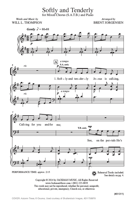 Softly and Tenderly - SATB - Jorgensen