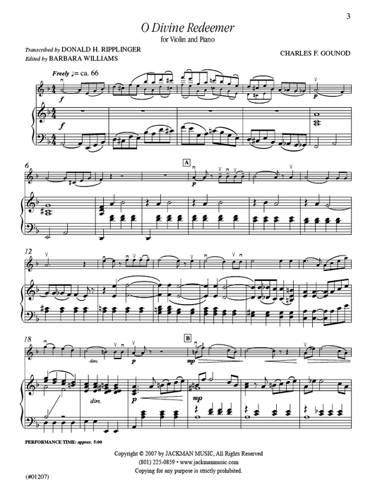 O Divine Redeemer - Violin Solo