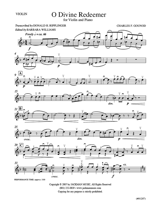 O Divine Redeemer - Violin Solo