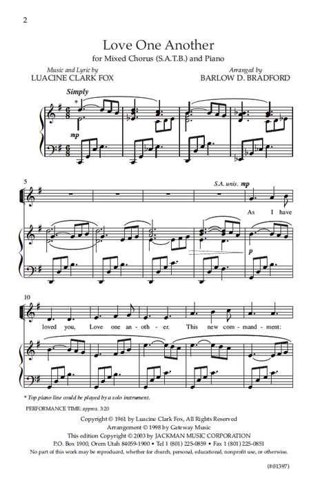 Love One Another - SATB - Bradford