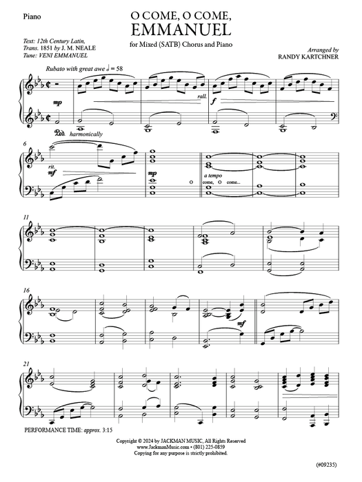 O Come, O Come, Emmanuel - SATB