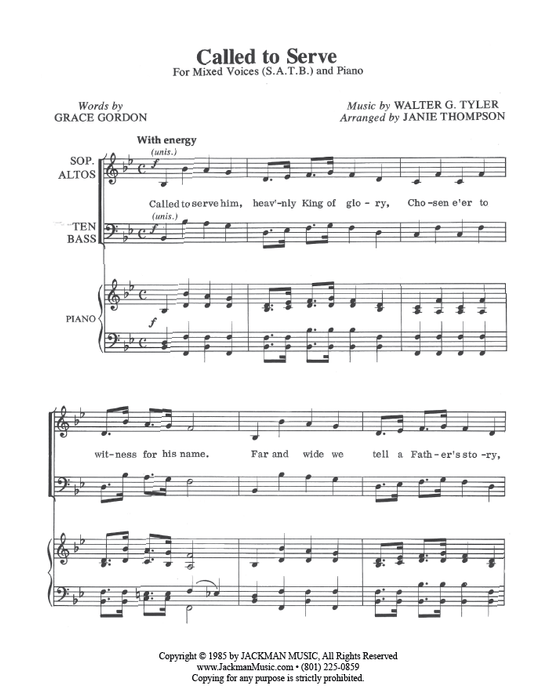 Called to Serve - SATB - Thompson
