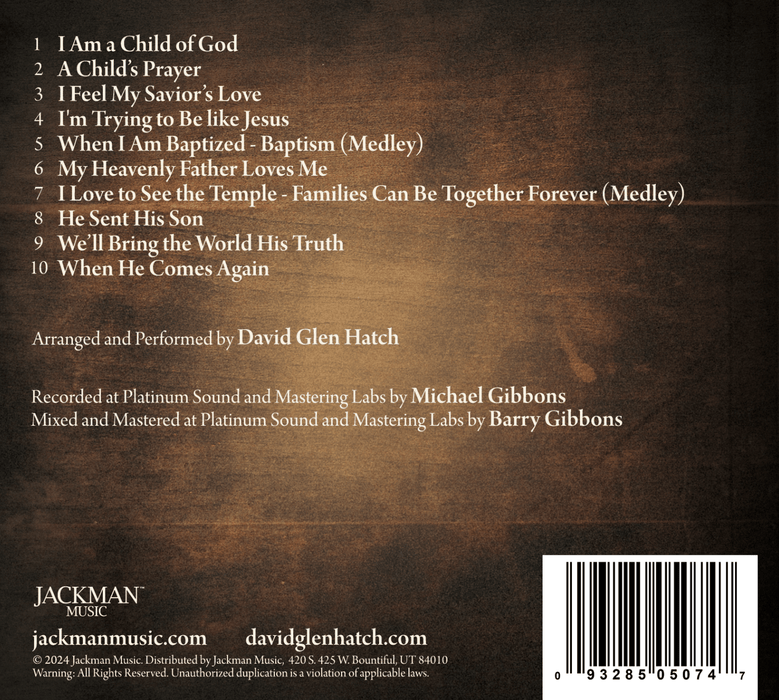 Through a Child's Eyes - A Collection of Favorite Primary Songs CD BACK COVER | Sheet Music | Jackman Music