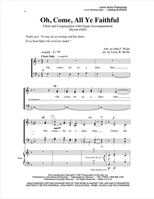 Oh, Come, Let Us Adore Him - Christmas Program - Choir, Congregation