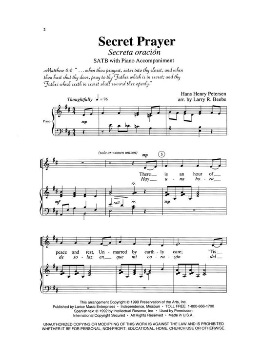 Secret Prayer - SATB