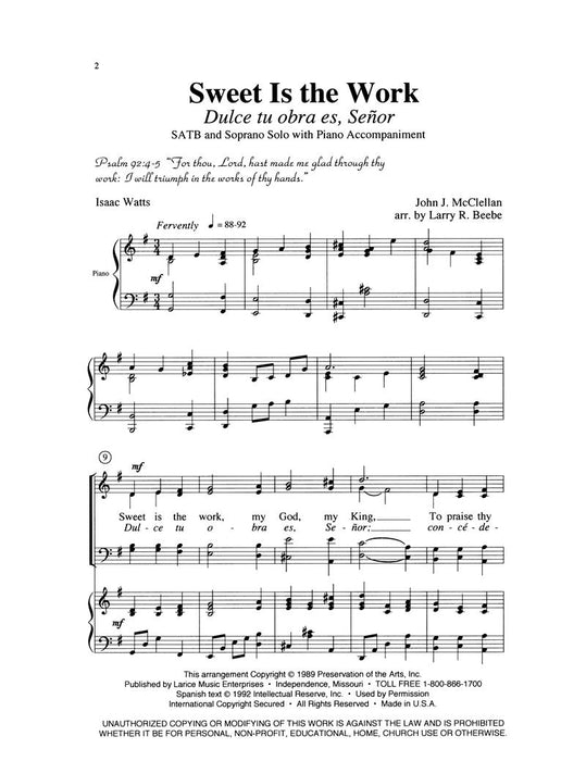 Sweet Is the Work - SATB