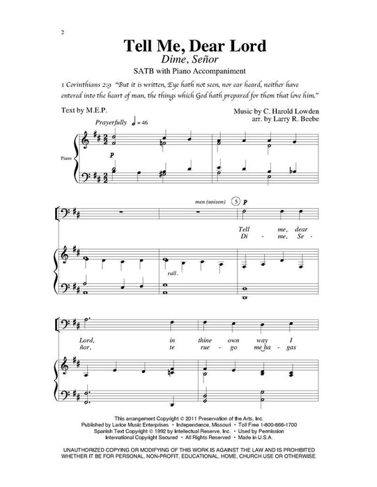 Tell Me Dear Lord - SATB