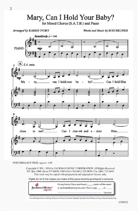 Mary Can I Hold Your Baby Satb | Sheet Music | Jackman Music