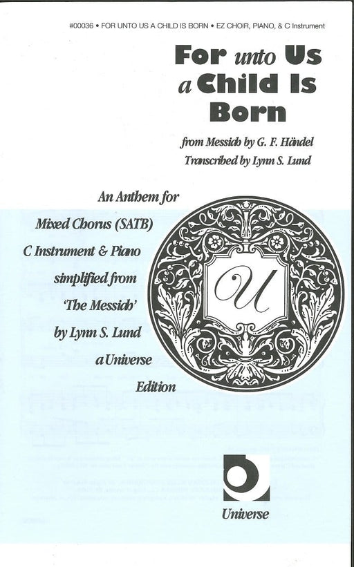 For unto Us a Child is Born - SATB | Sheet Music | Jackman Music