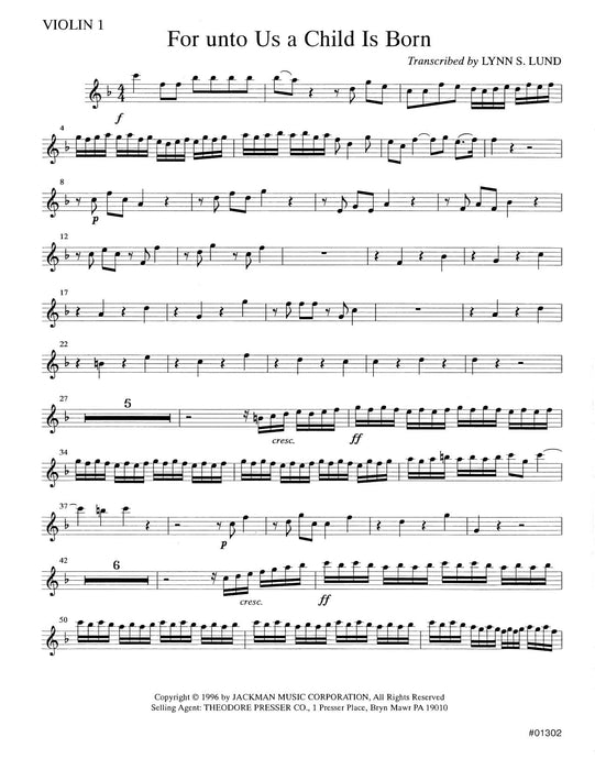 For Unto Us A Child Is Born String With Flute Orchestra Parts | Sheet Music | Jackman Music