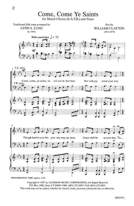 Come Come Ye Saints Satb 1 | Sheet Music | Jackman Music