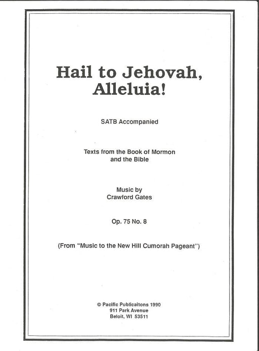 Hail to Jehovah Alleluia - SATB | Sheet Music | Jackman Music