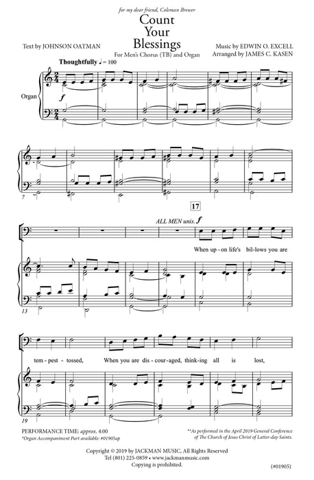 Count Your Blessings - TB | Jackman Music Sheet Music