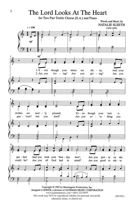 The Lord Looks At The Heart - SA | Sheet Music | Jackman Music