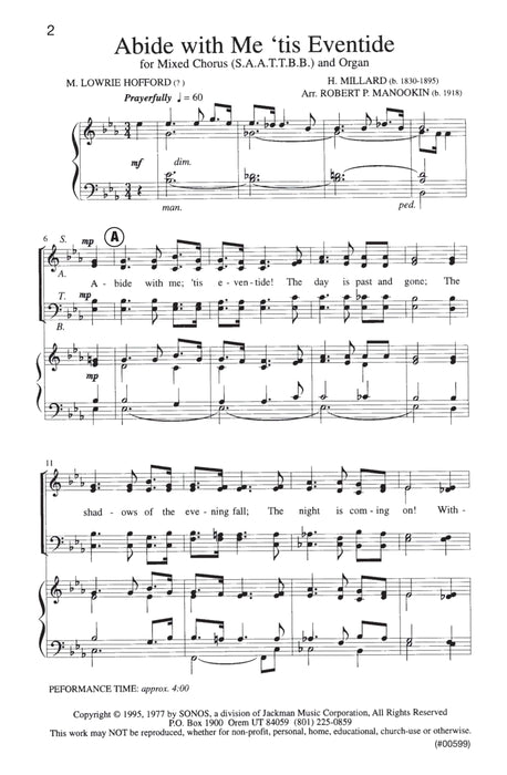 Abide With Me Tis Eventide Manookin | Sheet Music | Jackman Music