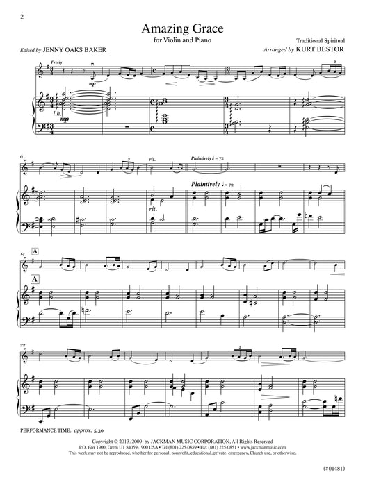 Amazing Grace Advanced Violin And Piano | Sheet Music | Jackman Music