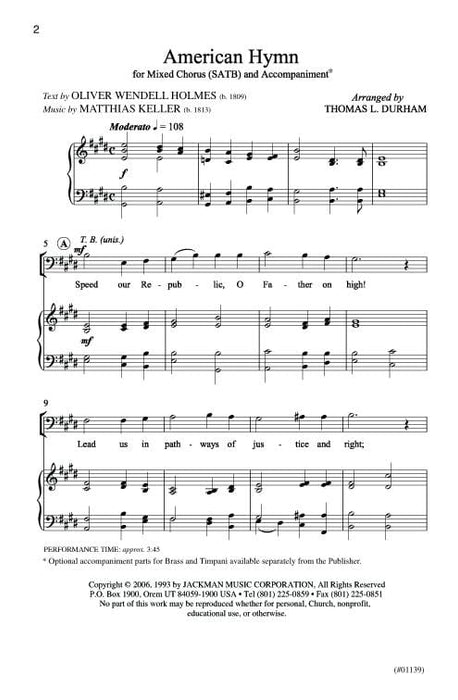 American Hymn Satb | Sheet Music | Jackman Music