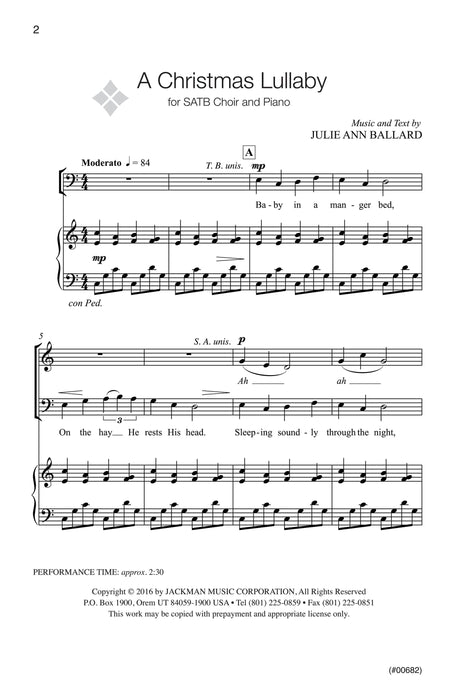 A Christmas Lullaby Satb Ballard | Sheet Music | Jackman Music