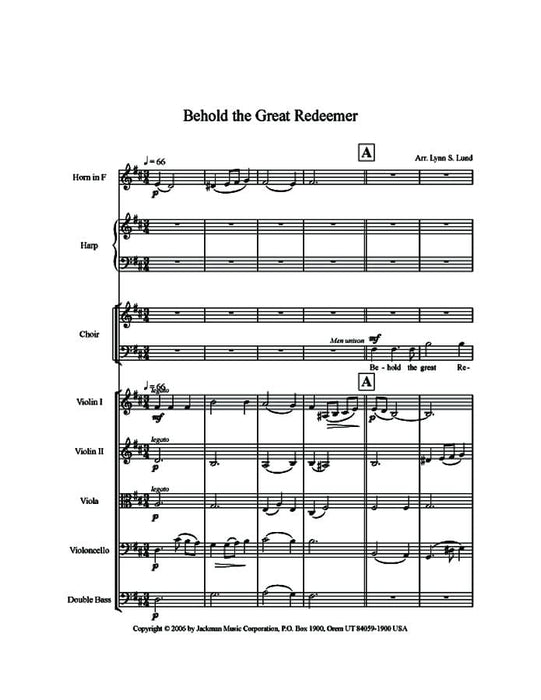 Behold The Great Redeemer Orchestration | Sheet Music | Jackman Music