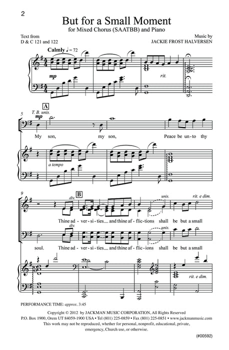 But For A Small Moment Saatbb | Sheet Music | Jackman Music