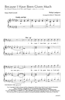 Because I Have Been Given Much Satb Manookin | Sheet Music | Jackman Music