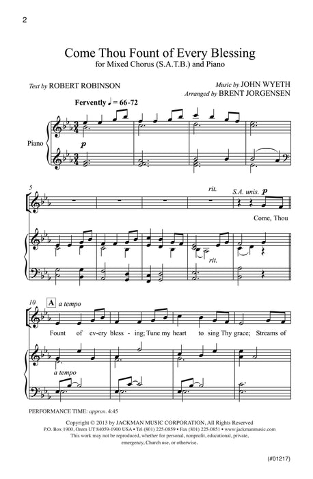 Come Thou Fount Of Every Blessing Satb Jorgensen | Sheet Music | Jackman Music