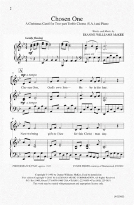Chosen One Two Part Treble Chorus | Sheet Music | Jackman Music