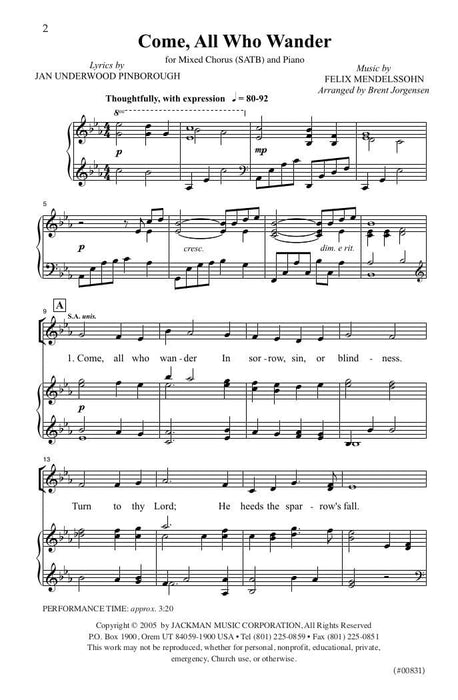 Come All Who Wander Satb | Sheet Music | Jackman Music