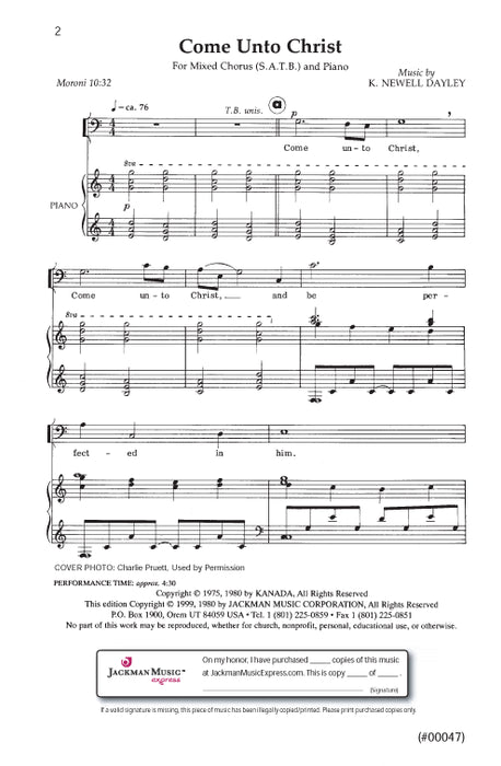Come Unto Christ Satb | Sheet Music | Jackman Music