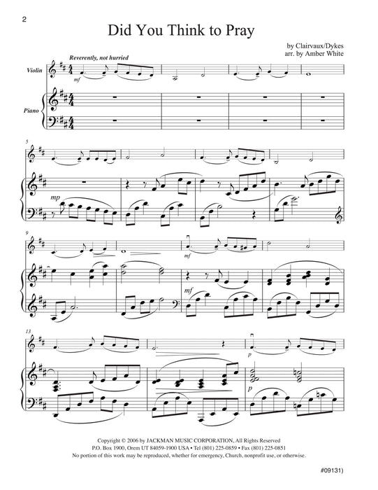 Did You Think To Pray Violin Solo | Sheet Music | Jackman Music