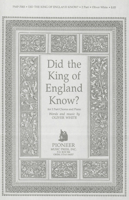 Did the King of England Know? - 2 Part | Sheet Music | Jackman Music