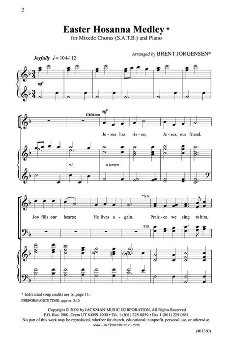 Easter Hosanna Medley Satb | Sheet Music | Jackman Music