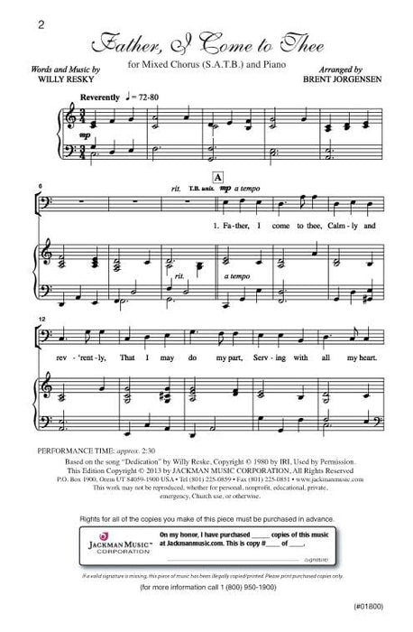 Father I Come To Thee Satb | Sheet Music | Jackman Music