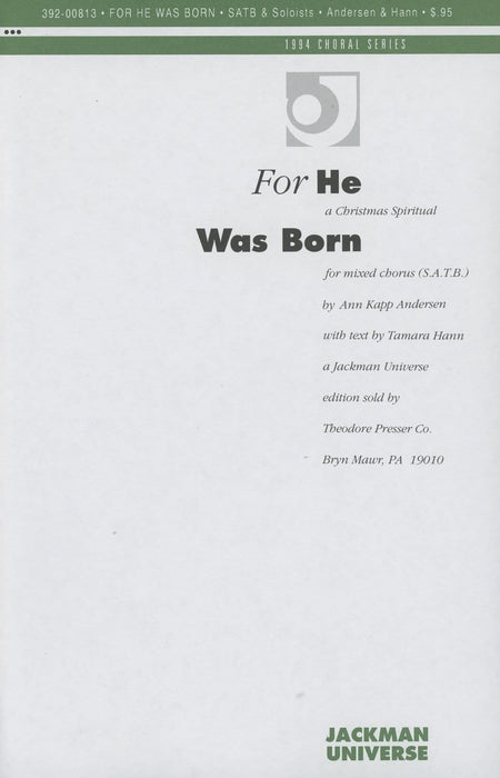 For He Was Born - SSATB & Soloists - a cappella | Sheet Music | Jackman Music