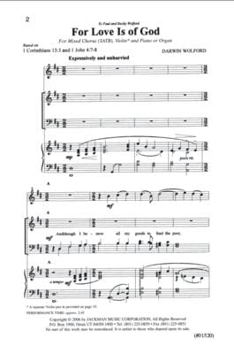For Love Is Of God Satb | Sheet Music | Jackman Music