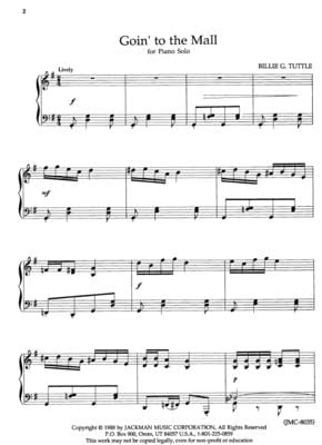 Goin To The Mall Piano Solo | Sheet Music | Jackman Music
