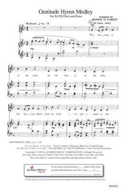 Gratitude Hymn Medley Satb W Opt Childrens Chorus | Sheet Music | Jackman Music