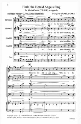 Hark The Herald Angels Sing Ttbb A Cappella | Sheet Music | Jackman Music