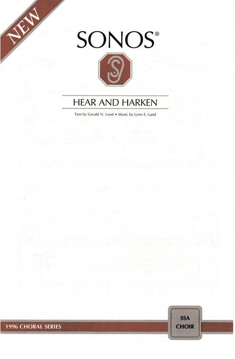 Hear and Hearken - SSA (Digital Download) | Sheet Music | Jackman Music