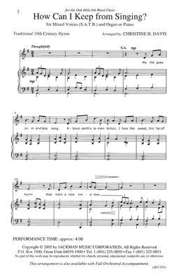 How Can I Keep From Singing Satb | Sheet Music | Jackman Music
